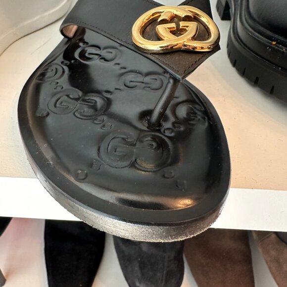 GUCCI Interlocking G Strap Sandals - Black - Picture 6 of 9
